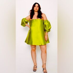 Nasty Gal Structured Bardot Puff Sleeve Mini Dress